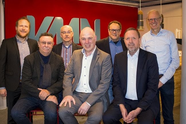 v.l.n.r: Kevin Donders (account manager Vakmedianet), Fred van Poelgeest (Techniek Nederland), Arjen de Kort (hoofdredacteur Security Management), Erwin Schoemaker (Federatie Veilig Nederland), Marcel van Duijn (hoofdredacteur Brandveilig.com), Jan Kuipers (VEB) en Gerard Dessing (hoofdredacteur Facto).