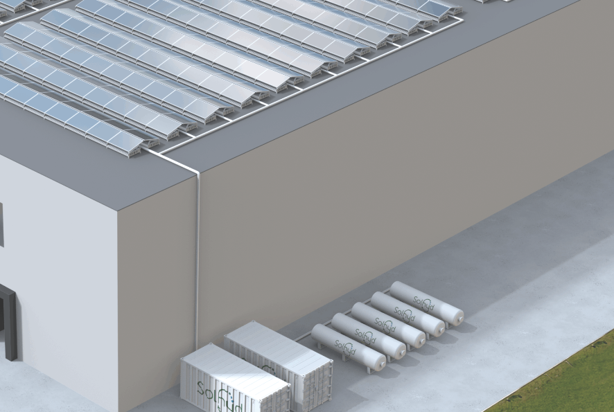 On site waterstofproductie 0,5 - 2 MW in bijvoorbeeld de industrie. Beeld Solhyd