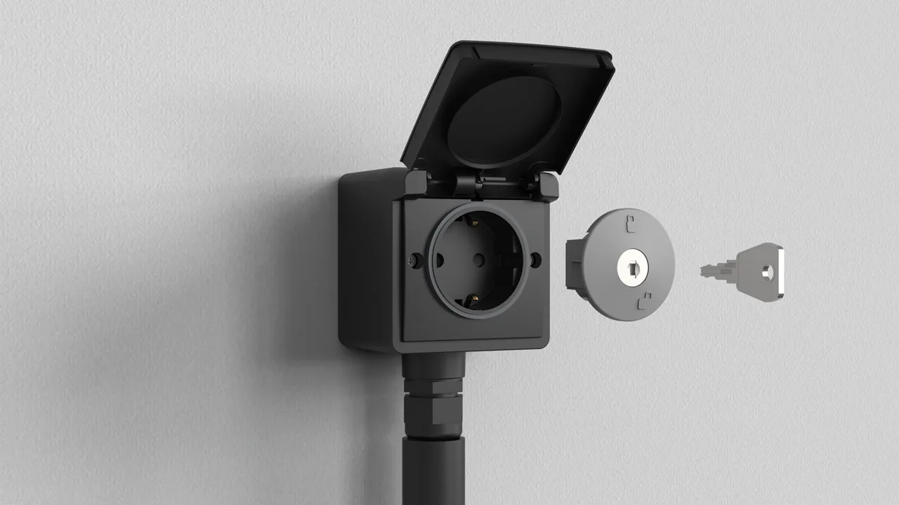 Met de nieuwe spatwaterdichte Niko Hydro wandcontactdoos vergrendel je een wandcontactdoos met een sleutel, zodat alleen bevoegde personen deze kunnen gebruiken.